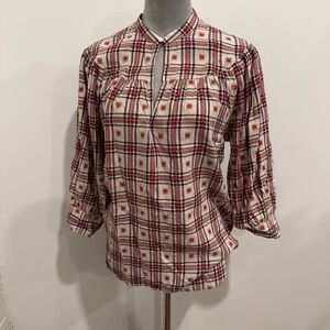 Ralph Lauren Red and Cream Plaid Blouse